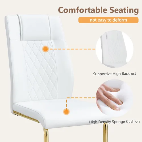 Miniatura 6 de cinkehome Juego de 4 sillas de comedor modernas de color negro con patas de metal plateado, silla lateral tapizada sin brazos con respaldo alto