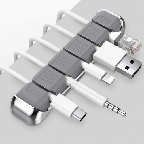 Miniatura 11 de AhaStyle Clips para cables, paquete de 3 soportes para cables, organizador de cables, autoadhesivo, para organizar el escritorio, cable USB, mesita