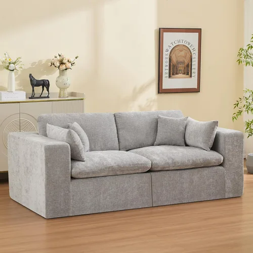Miniatura 44 de Sofá modular sin hueso de 115 pulgadas, sofá modular modular con otomana, tapizado de gran tamaño, convertible, cómodo sofá de felpilla de 4 plazas