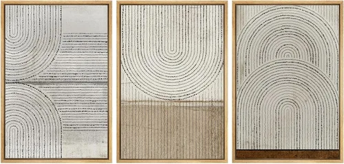 Miniatura 190 de SIGNWIN Lienzo enmarcado para pared, arte con pinceladas de flujo neutro en tonos beige abstractos, ilustraciones, arte moderno, decorativo