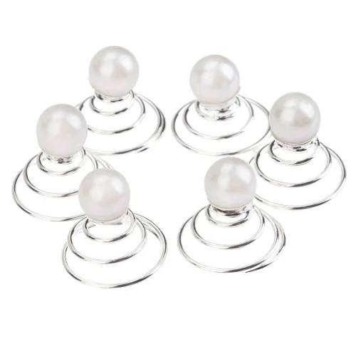 Miniatura 6 de Vpang 12 horquillas en espiral para el cabello, espirales, espirales, pinzas para el cabello para boda, novia, diamantes de imitación de perla, Tipo