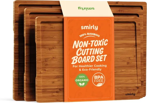 Miniatura 14 de SMIRLY - Tabla de corte grande de acacia para cocina: tabla de cortar de madera grande con ranura para jugos, tablas de cortar de madera para 15