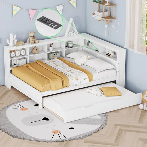 Miniatura 9 de HomSof Cama individual con 2 cajones, madera maciza, no necesita somier, gris