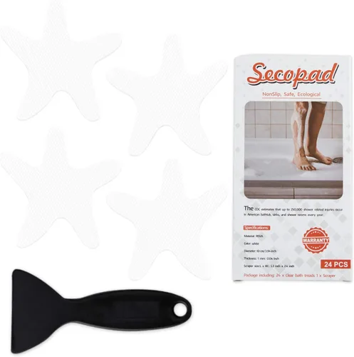 Miniatura 9 de Secopad Calcomanías antideslizantes para ducha, 24 calcomanías adhesivas de seguridad para tina con raspador de primera calidad para bañera, ducha