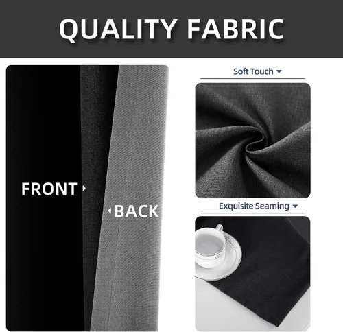 Miniatura 5 de Cortinas opacas 100% de lino negro para dormitorio, cortinas opacas para sala de estar, cortinas de oscurecimiento de habitación de doble capa
