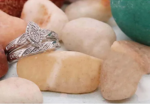 Miniatura 2 de Dazzlingrock Collection Anillo de compromiso para mujer con diseño de marquesa de 0.09 quilates (tw) con marco marquesa, estilo racimo, con banda a