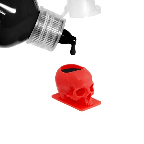 Saferly Tapas de tinta de tatuaje de calavera para tatuaje, soporte de pigmento desechable con base, suministros de tatuaje de maquillaje permanente