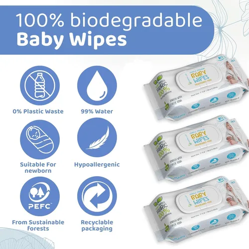 Miniatura 5 de Natural Care Sensitive - Toallitas húmedas para bebés con tapa, tela vegetal 100% biodegradable, sin fragancia, aloe vera y vitamina E
