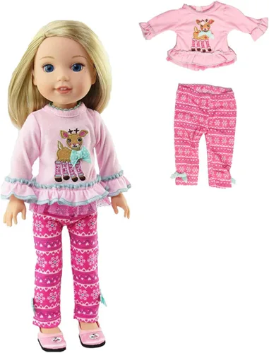American Fashion World Juego de pantalones de reno rosa para muñecas de 14 pulgadas | Calidad premium y diseño moderno | Ropa de muñecas para marcas