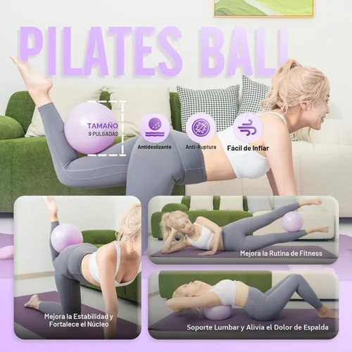 Miniatura 4 de JKSHMYT Pilates Ring Kit for Women, Pilates Equipment – 14.5" Home Magic Circle Workout with Pilates Ball,Resistance Bands,Better me Pilates Púrpura