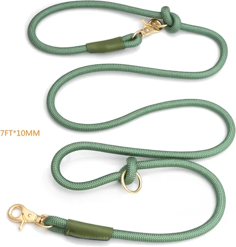 Miniatura 3 de Correa de perro manos libres de 7 pies, correa de cintura de cuerda de nailon para perros caminar correr Verde salvia