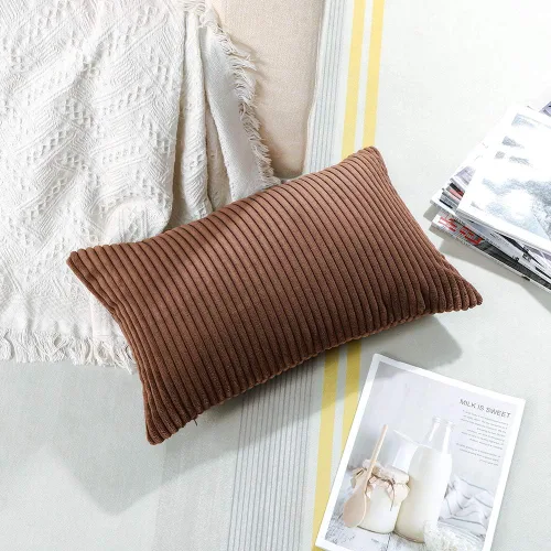 Miniatura 3 de Artscope Fundas de Almohada de Pana a Rayas Acogedoras Súper Suaves Decorativas Oblongas Fundas de Almohada Decorativa Funda de Cojín para Sofá