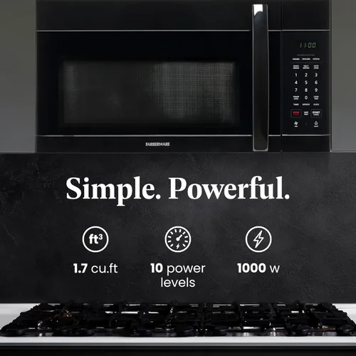 Miniatura 2 de Farberware - Horno microondas de 1.7 pies cúbicos para sobre la estufa – 1000 vatios de potencia, configuraciones de cocción automática, Negro