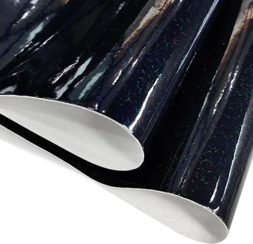 Miniatura 2 de HYANG - Espejo holográfico de piel sintética de color negro, cristal láser, 1 rollo de 12 x 53 pulgadas, piel sintética muy adecuado para aretes