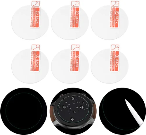 Miniatura 3 de Hemobllo Película de pantalla transparente 6 unids Película templada redonda Protector de pantalla Protector de cara Smartwatch Protectores