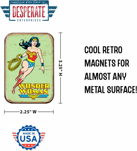 Miniatura 2 de Desperate Enterprises Wonder Woman - Imán retro para refrigerador, divertidos imanes para oficina, hogar y escuela, fabricado en los Estados Unidos