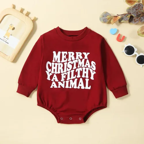 Miniatura 9 de My First Christmas Outfit Baby Girl Boy Letra Bubble Romper Oversize Enterizo Sudadera Otoño Invierno