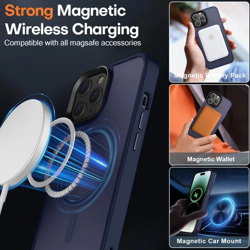 Miniatura 73 de Fuerte magnético para iPhone 11, compatible con Magsafe, [resistente a caídas de 13 pies] Funda trasera translúcida mate con sensación de piel