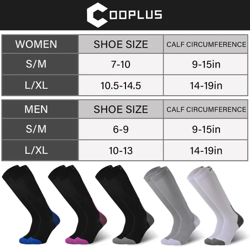 Miniatura 2 de COOPLUS Calcetines de compresión para mujeres y hombres, 20-30 mmHg, soporte de circulación hasta la rodilla, para enfermera, correr, atletismo