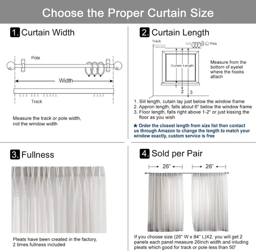 Miniatura 6 de Cortinas traslúcidas de encaje blanco de 45 pulgadas de largo, paneles de cortinas plisadas para ventana, 26 pulgadas de ancho x 45 pulgadas