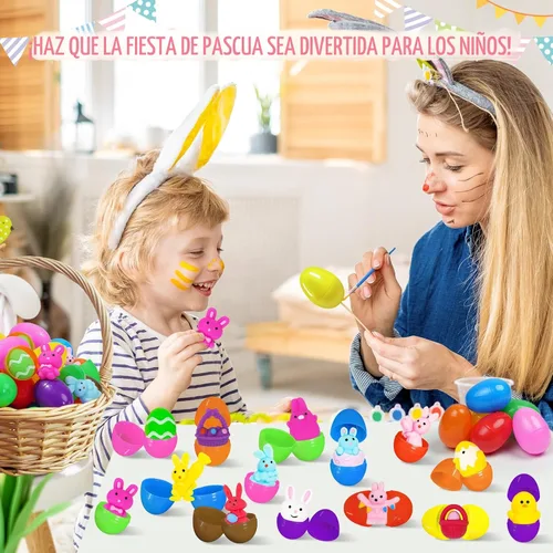Miniatura 2 de 24 huevos de Pascua prellenados con juguetes esponjosos Mochi, huevos de plástico rellenos de Mochi Squishies para los sufrimientos de la cesta
