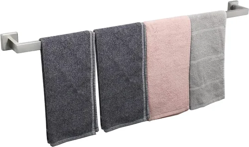 Miniatura 21 de TocTen Toallero de Baño - Base Cuadrada Engrosada SUS304 Barra de Toallas de Acero Inoxidable para Baño, Accesorios de Baño Varilla de Toallas