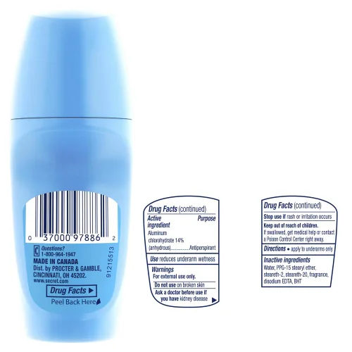 Miniatura 10 de Secret Antitranspirante y desodorante roll-on para mujeres, protección contra el sudor y el olor las 24 horas, fórmula equilibrada de PH, aroma
