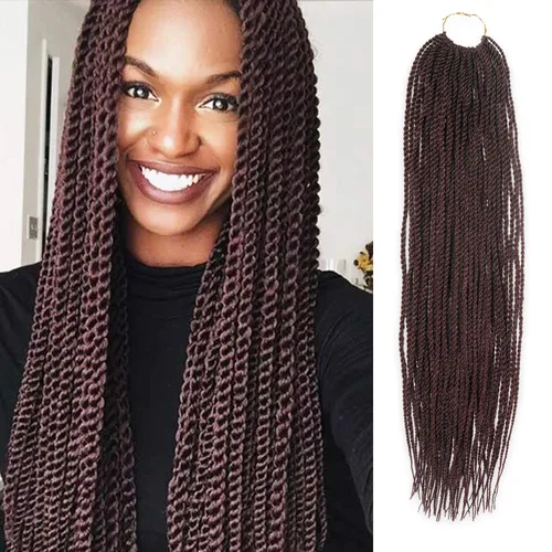 Miniatura 18 de AU-THEN-TIC Cabello senegalés con trenzas de ganchillo de 22 pulgadas, 6 paquetes de 40 mechones por paquete, extensiones de cabello de ganchillo