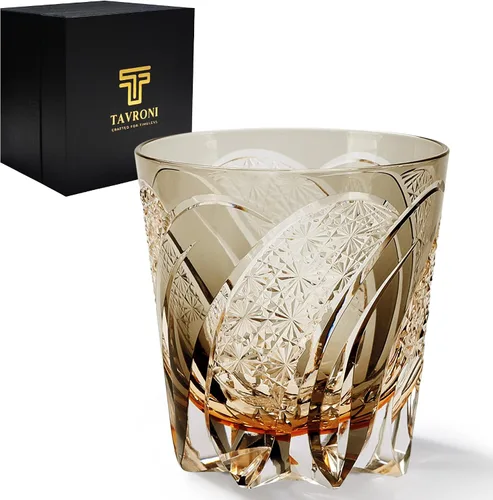 Vasos de whisky Old Fashioned Edo Kiriko - Vaso de whisky de 11 onzas cortadas a mano para whisky, bourbon, licor y bebidas de cóctel, grandes