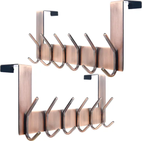 Miniatura 12 de WEBI - Perchero de 6 ganchos para abrigos, para colgar sobre la puerta, ideal para colgar toallas, ropa y abrigos en la puerta del baño Blanco