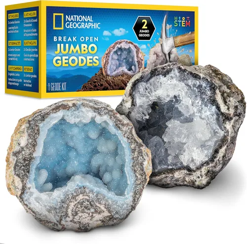Miniatura 9 de National Geographic Break Open 10 geodas de primera calidad, incluye gafas y 2 soportes de exhibición, gran kit de ciencia STEM, regalo de geología