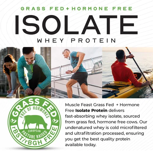 Miniatura 5 de Muscle Feast Proteína de suero aislada de vacas alimentadas a pasto, totalmente natural sin hormonas, criadas en pasto, Proteína de suero aislada