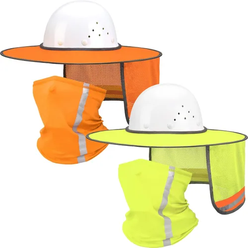 Miniatura 15 de SATINIOR 4 unidades de sombrero duro para sombrero de alta visibilidad, visera de sol y polaina para el cuello con tira reflectante, accesorios