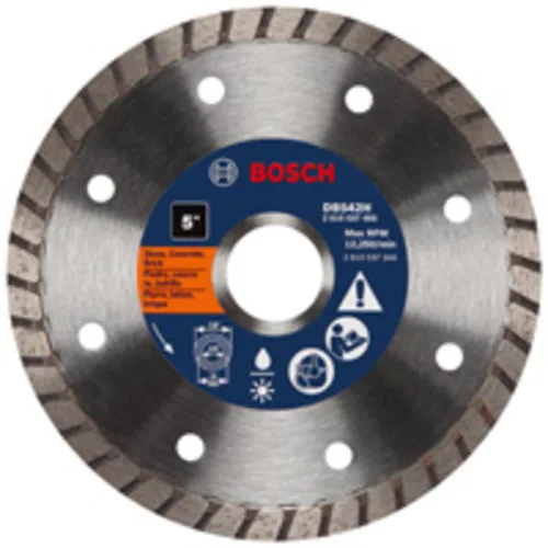 Miniatura 8 de BOSCH DB442S Hoja de diamante con borde turbo estándar de 4 pulgadas con eje de 5/8 pulgadas, 7/8 pulgadas para aplicaciones de corte húmedo y seco