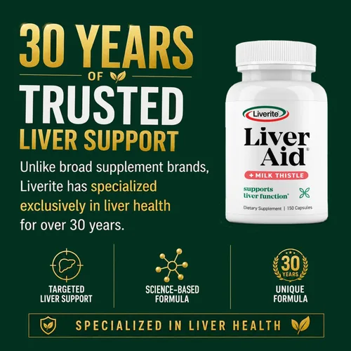Miniatura 2 de LIVERITE Ayuda hepática con cardo mariano 150 cápsulas, suplemento de apoyo hepático con aminoácidos, colina, cardo mariano y vitamina B12 - Apoya