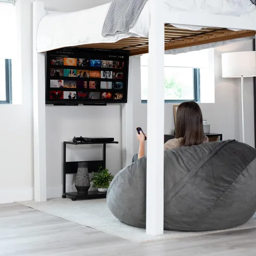 Miniatura 6 de VIVO Soporte de TV para colgar para pantallas planas y curvas de 24 a 55 pulgadas, diseño de acero ligero, barra transversal de altura ajustable