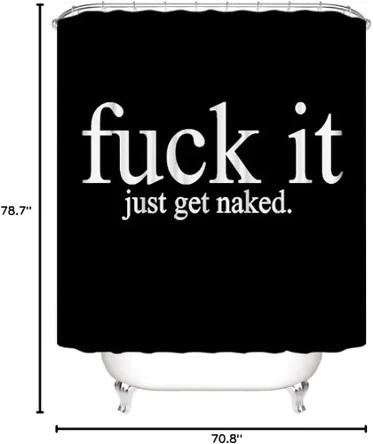 Miniatura 7 de Fuck It Cortina de ducha Get Naked, tela de poliéster, lavable a máquina, impermeable, decoración de baño, ojales de cobre reforzado, regalo, 12