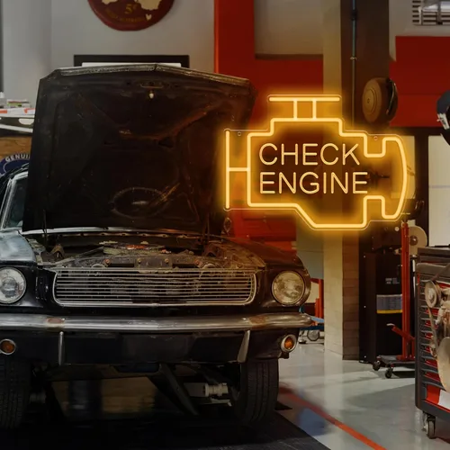 Miniatura 7 de Kavaas Letrero de neón Check Engine, señal LED para decoración de garaje y cuarto de autos Letrero de neón Check Engine para decoración de garaje