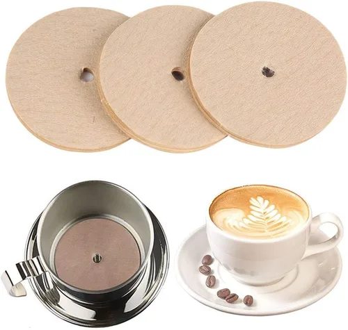 Miniatura 4 de 100 filtros redondos para cafetera, papeles de filtro de café, filtro de repuesto universal para cafetera vietnamita, para cocina del hogar, papeles