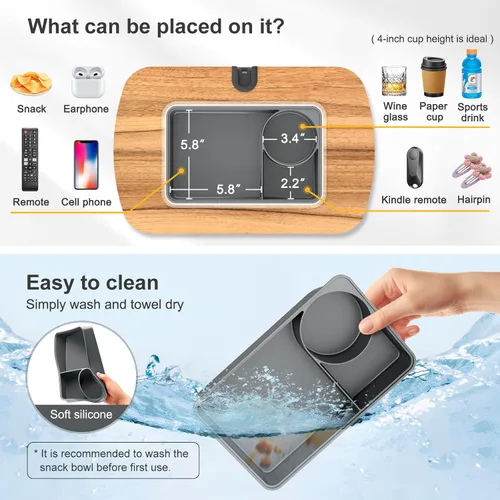 Miniatura 3 de ERGONOV Almohada de frijoles para tableta portátil, soporte ajustable para iPad con cuenco para snacks, clip giratorio de 360° para Kindle, teléfono