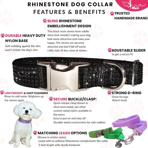 Miniatura 5 de Collar de perro con diamantes de imitación, hebilla grabada y opciones de correa, collares de perro brillantes a la moda, joyas brillantes