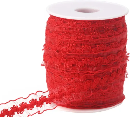 Miniatura 12 de Cinta de encaje elástica negra con volantes de 20 yardas para coser de 1 pulgada de organza de doble onda, ajuste de encaje, ropa y ropa