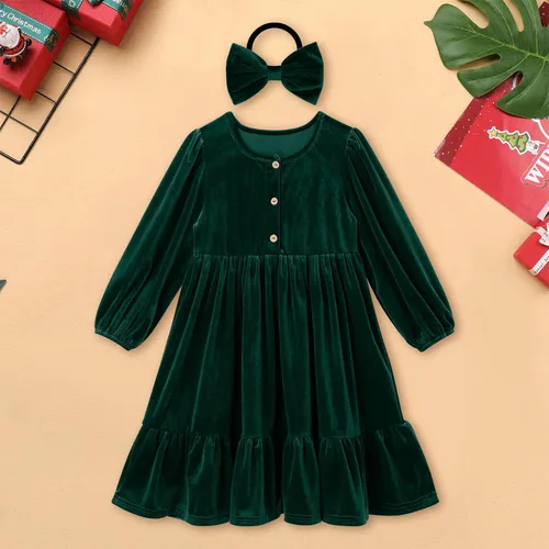 Miniatura 4 de AWIBMK Vestidos de Navidad para mamá y yo, vestido de terciopelo de manga larga, otoño, invierno, Navidad, vacaciones, mamá, hija, trajes a juego
