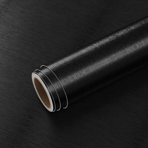 VEELIKE Papel adhesivo de acero inoxidable cepillado negro para electrodomésticos de cocina, 15.7 x 118 pulgadas, papel adhesivo autoadhesivo