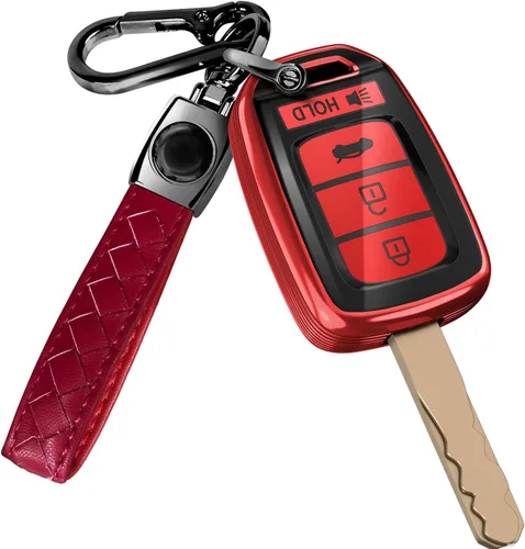 Miniatura 17 de Lucrum Compatible con funda para llavero Honda y llavero de cuero - Estuche de llavero de TPU para Accord Civic CR-V HR-V Pilot Ridgeline SE LX