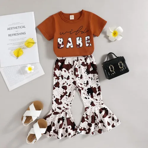 Miniatura 25 de Eadrioss Ropa para bebé niña pequeña, traje de campana de manga corta, camisa de flores para niños, pantalones florales acampanados, ropa de verano