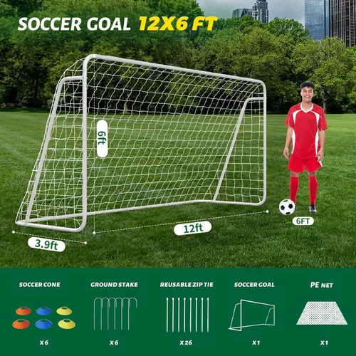 Miniatura 2 de NAIZEA Soccer Goals - 24x8/21x7/18x7/12x6/16x7/10x6/8x6/6x4FT Soccer Goals for Backyard Training- Portable Metal Soccer Net for Youth & Adults