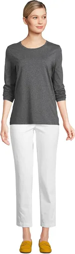 Miniatura 5 de Lands' End Camiseta de manga larga, cuello redondo y holgada, de algodón Supima, para mujer