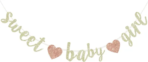 Miniatura 9 de BEISHIDA Cartel de bebé con purpurina, sin bricolaje, cartel pre-encordado para fiesta de género de bebé para niñas, decoraciones de ducha de niñas
