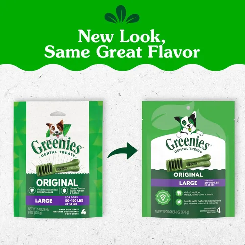 Miniatura 2 de Greenies Golosinas dentales naturales para perros adultos recomendadas por veterinarios, tamaño grande, sabor original, paquete de 6 onzas, 4